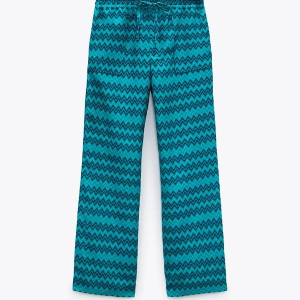 Zara FLOWY PRINTED PANTS - Picture 1 of 3